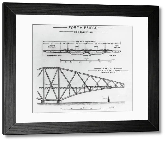 Framed Print : Building of the Forth Railway Bridge Victorian period Framed Print : Building of the Forth Railway Bridge Victorian period