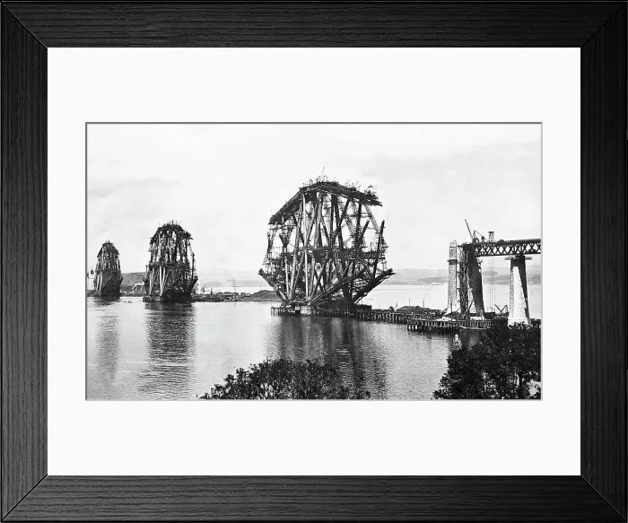 Framed Print : Building of the Forth Railway Bridge Victorian period Framed Print : Building of the Forth Railway Bridge Victorian period