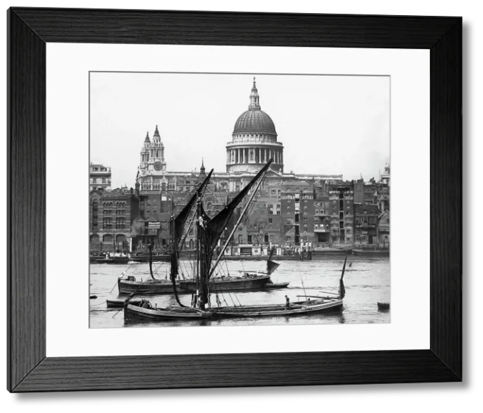 Framed Print : St. Paul's Cathedral and Thames Barges London Framed Print : St. Paul's Cathedral and Thames Barges London