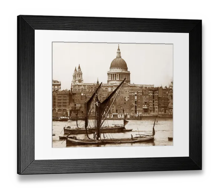 Framed Print : Thames barges on River Thames, London Framed Print : Thames barges on River Thames, London