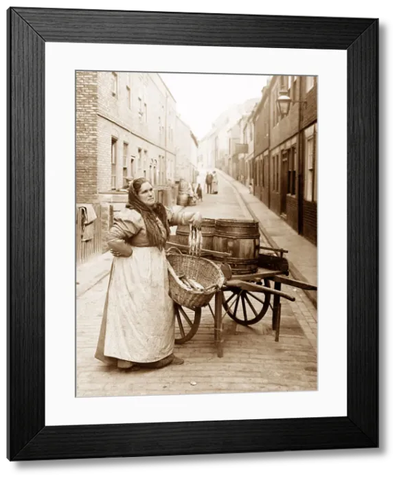 Framed Print : Fish seller Victorian period Framed Print : Fish seller Victorian period