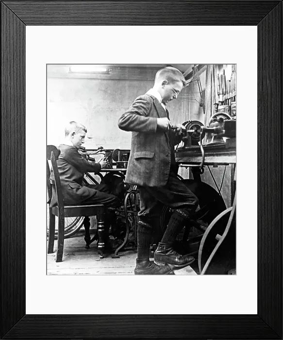 Framed Print : Engineering apprentices Victorian period Framed Print : Engineering apprentices Victorian period