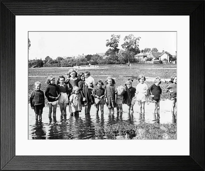Framed Print : Rural children playing Victorian period Framed Print : Rural children playing Victorian period