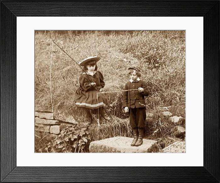 Framed Print : Children fishing Framed Print : Children fishing