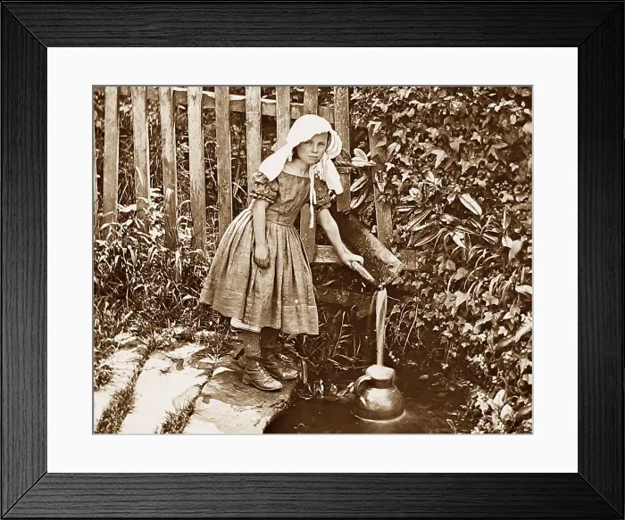 Framed Print : Girl fetching water from the well Framed Print : Girl fetching water from the well