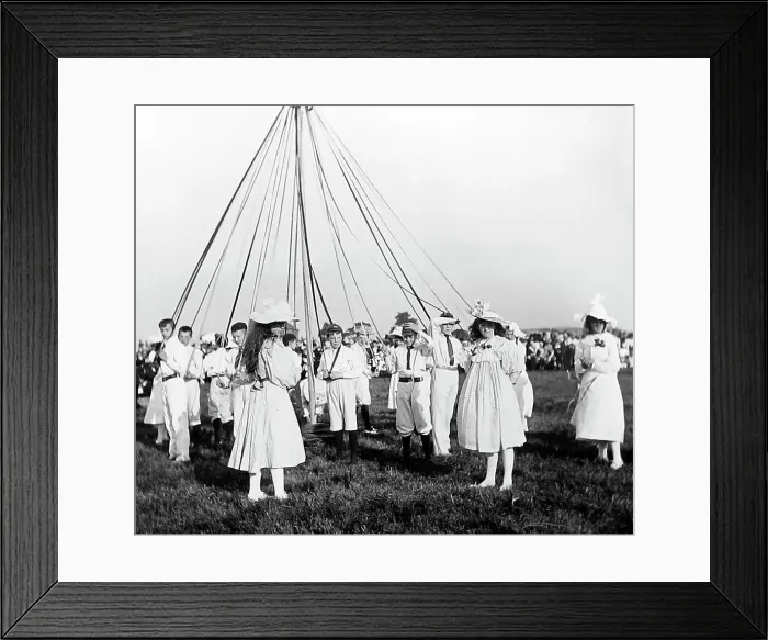 Framed Print : Maypole dancing early 1900s Framed Print : Maypole dancing early 1900s