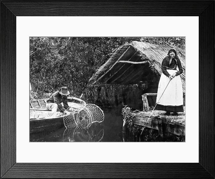 Framed Print : Norfolk A reed boat house Victorian period Framed Print : Norfolk A reed boat house Victorian period