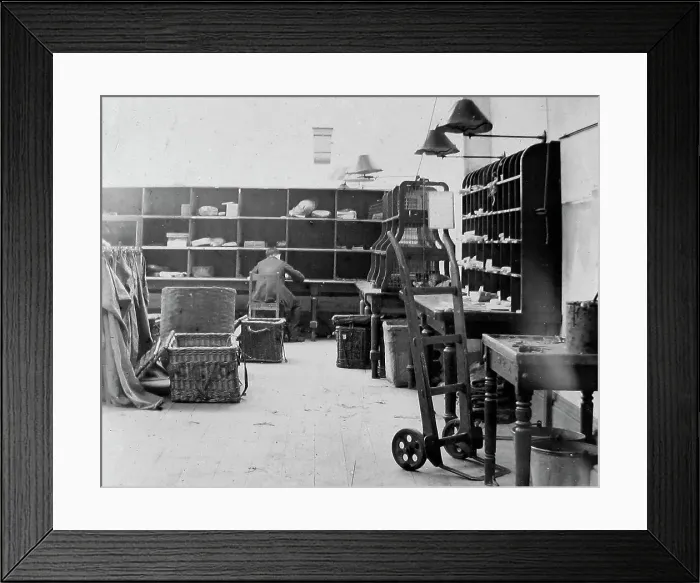 Framed Print : Post Office Parcel Sorting Room Victorian period Framed Print : Post Office Parcel Sorting Room Victorian period