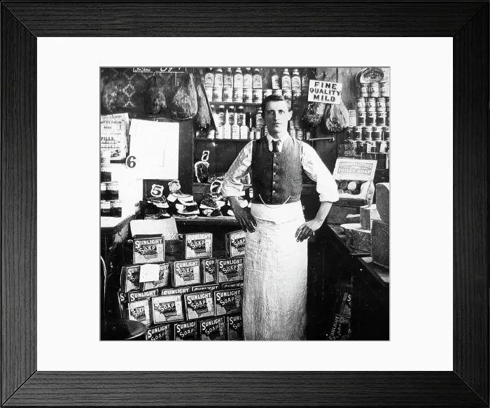 Framed Print : Grocer's Shop early 1900s Framed Print : Grocer's Shop early 1900s