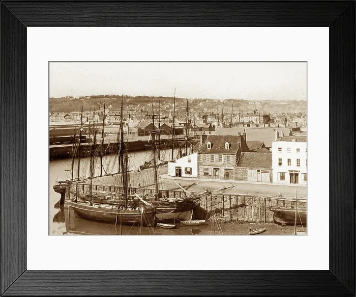 Framed Print : St. Helier Harbour Jersey Victorian period Framed Print : St. Helier Harbour Jersey Victorian period
