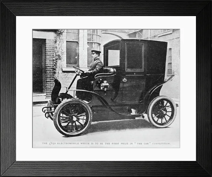 Framed Print : Electromobile veteran car, early 1900s Framed Print : Electromobile veteran car, early 1900s