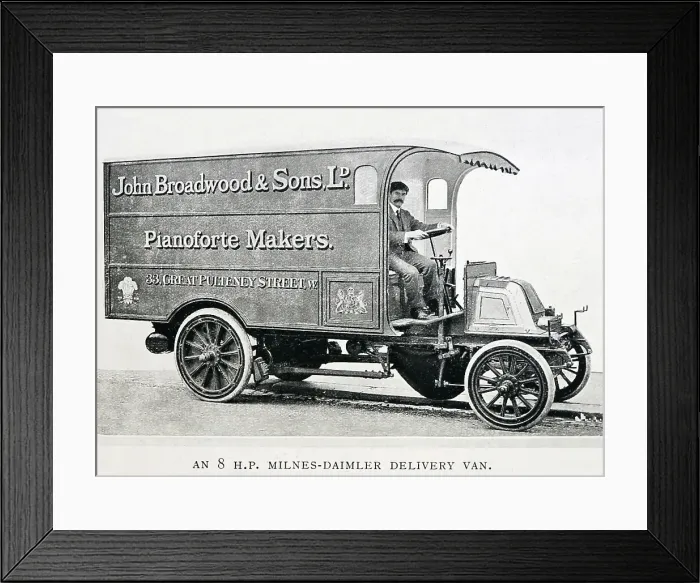 Framed Print : John Broadwood and Sons 8 HP Milnes Daimler van, early 1900s Framed Print : John Broadwood and Sons 8 HP Milnes Daimler van, early 1900s