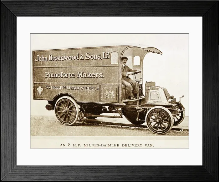 Framed Print : John Broadwood and Sons 8 HP Milnes Daimler van, early 1900s Framed Print : John Broadwood and Sons 8 HP Milnes Daimler van, early 1900s