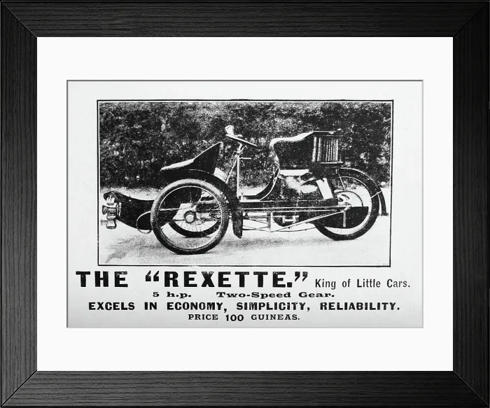 Framed Print : Rexette veteran car advertisement, early 1900s Framed Print : Rexette veteran car advertisement, early 1900s