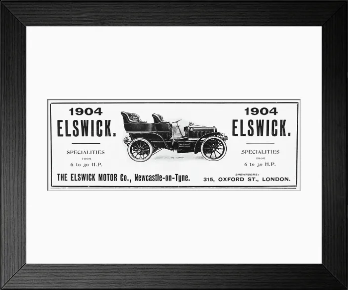Framed Print : Elswick veteran car advertisement, early 1900s Framed Print : Elswick veteran car advertisement, early 1900s
