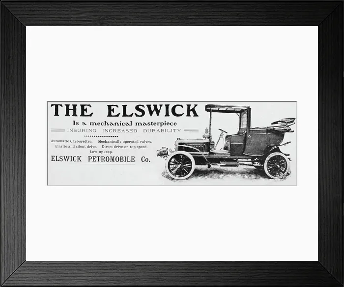 Framed Print : Elswick veteran car advertisement, early 1900s Framed Print : Elswick veteran car advertisement, early 1900s