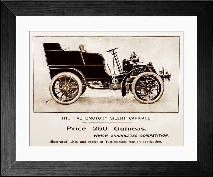 Framed Print : Automotor veteran car advertisement, early 1900s Framed Print : Automotor veteran car advertisement, early 1900s