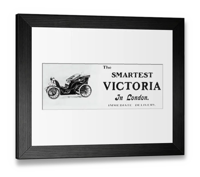 Framed Print : Victoria veteran car advertisement, early 1900s Framed Print : Victoria veteran car advertisement, early 1900s