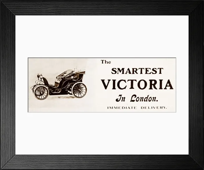 Framed Print : Victoria veteran car advertisement, early 1900s Framed Print : Victoria veteran car advertisement, early 1900s