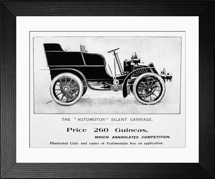 Framed Print : Automotor veteran car advertisement, early 1900s Framed Print : Automotor veteran car advertisement, early 1900s