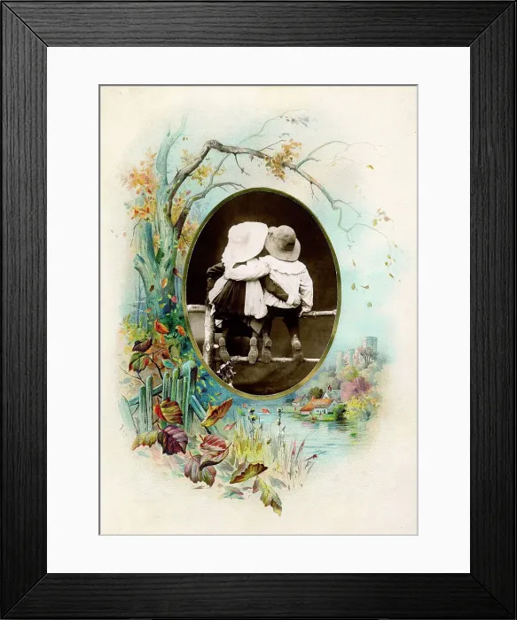 Framed Print : Victorian floral greetings card design, A6 size, No. 1 Framed Print : Victorian floral greetings card design, A6 size, No. 1