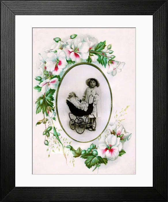 Framed Print : Victorian floral greetings card design, A6 size, No. 2 Framed Print : Victorian floral greetings card design, A6 size, No. 2