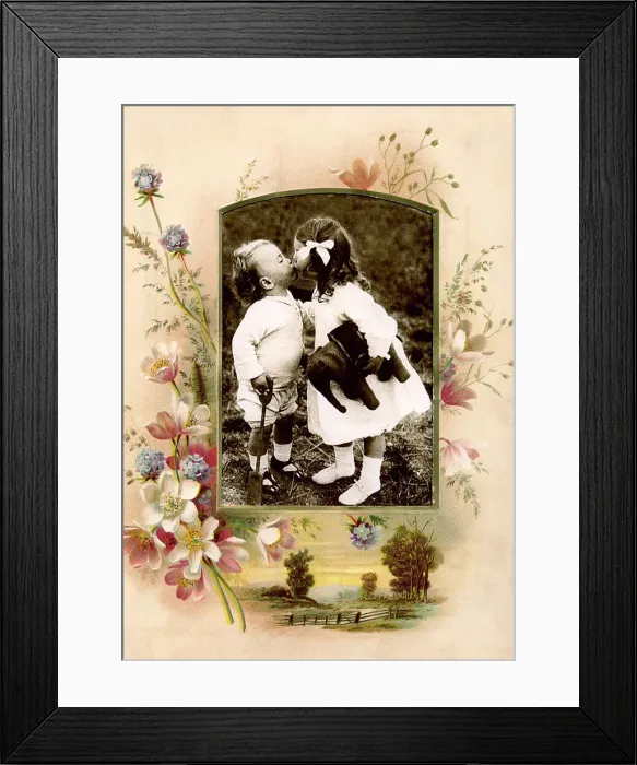 Framed Print : Victorian floral greetings card design, A6 size, No. 4 Framed Print : Victorian floral greetings card design, A6 size, No. 4