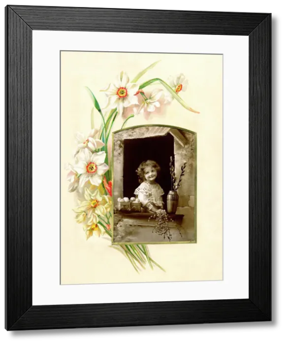 Framed Print : Victorian floral greetings card design, A6 size, No. 6 Framed Print : Victorian floral greetings card design, A6 size, No. 6