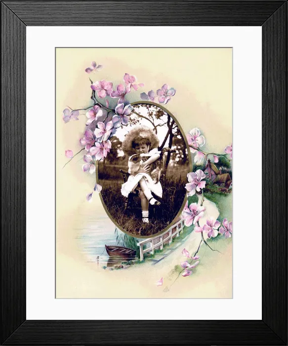 Framed Print : Victorian floral greetings card design, A6 size, No. 7 Framed Print : Victorian floral greetings card design, A6 size, No. 7