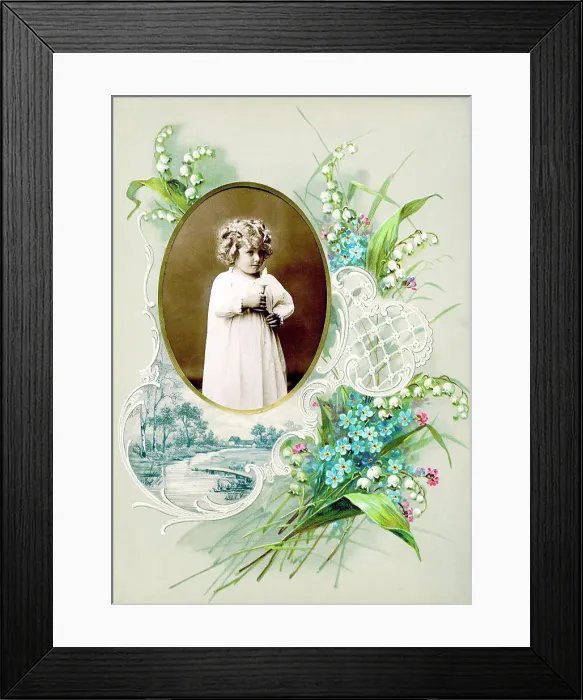 Framed Print : Victorian floral greetings card design, A6 size, No. 8 Framed Print : Victorian floral greetings card design, A6 size, No. 8
