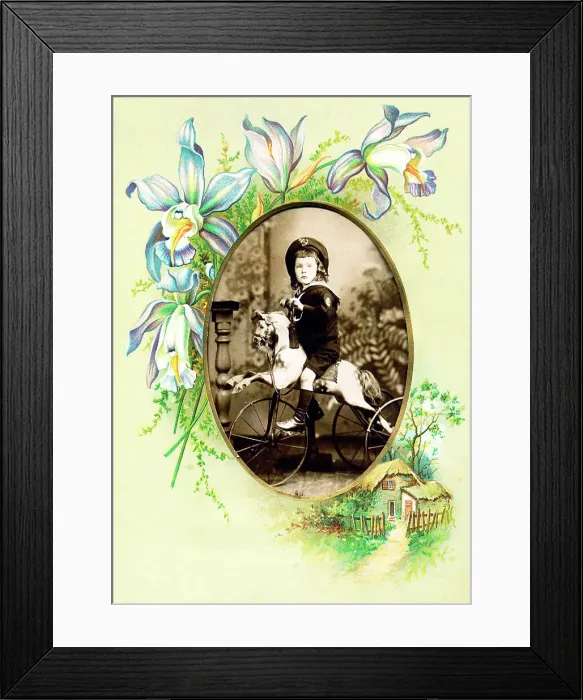Framed Print : Victorian floral greetings card design, A6 size, No. 11 Framed Print : Victorian floral greetings card design, A6 size, No. 11