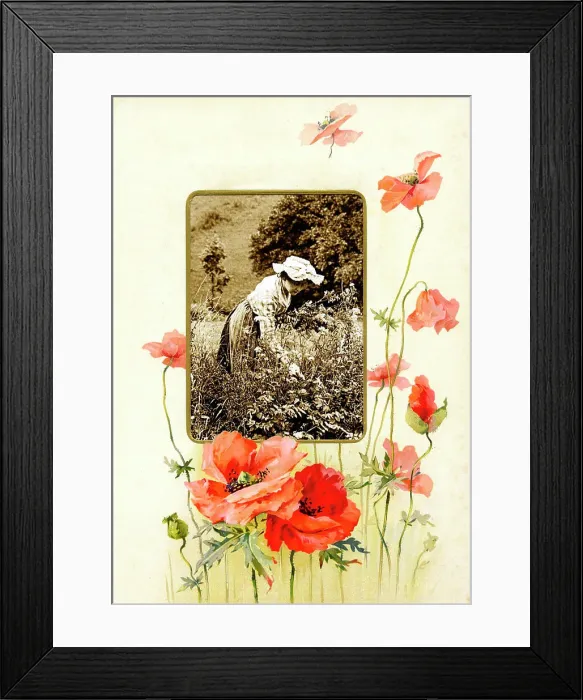 Framed Print : Victorian floral greetings card design, A6 size, No. 3 Framed Print : Victorian floral greetings card design, A6 size, No. 3