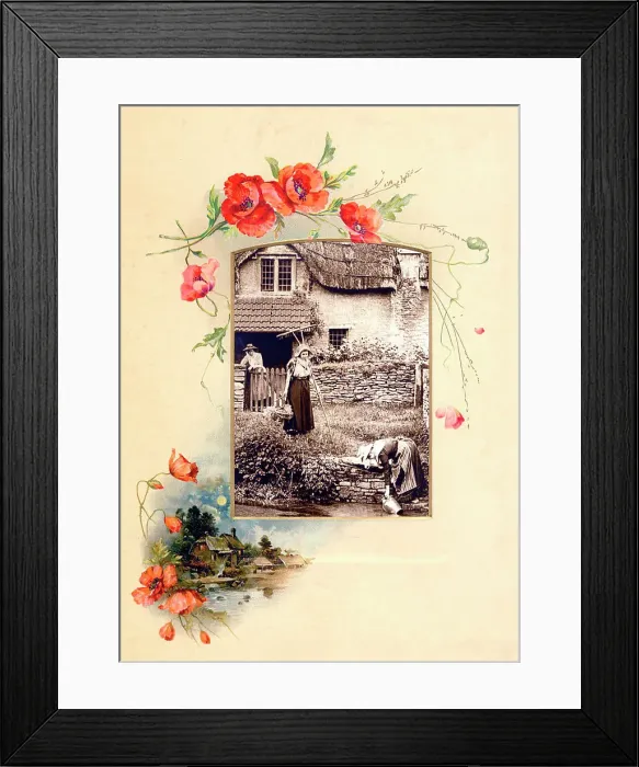 Framed Print : Victorian floral greetings card design, A6 size, No. 14 Framed Print : Victorian floral greetings card design, A6 size, No. 14