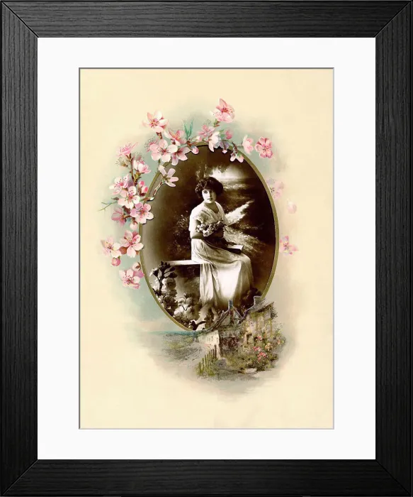 Framed Print : Victorian floral greetings card design, A6 size, No. 12 Framed Print : Victorian floral greetings card design, A6 size, No. 12