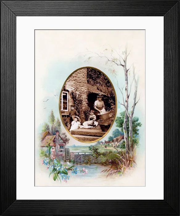 Framed Print : Victorian floral greetings card design, A6 size, No. 15 Framed Print : Victorian floral greetings card design, A6 size, No. 15