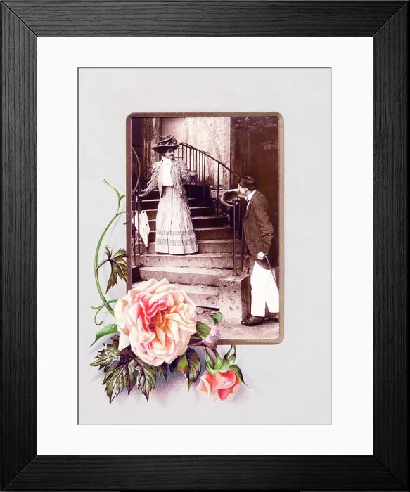 Framed Print : Victorian floral greetings card design, A6 size, No. 20 Framed Print : Victorian floral greetings card design, A6 size, No. 20