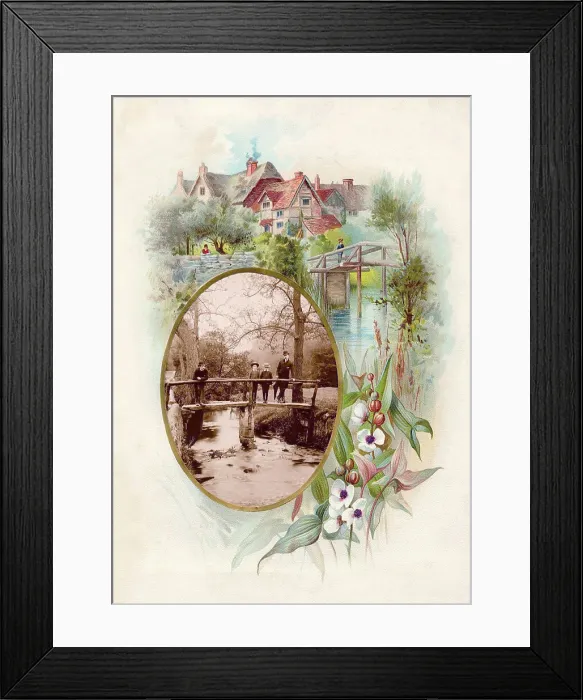 Framed Print : Victorian floral greetings card design, A6 size, No. 27 Framed Print : Victorian floral greetings card design, A6 size, No. 27