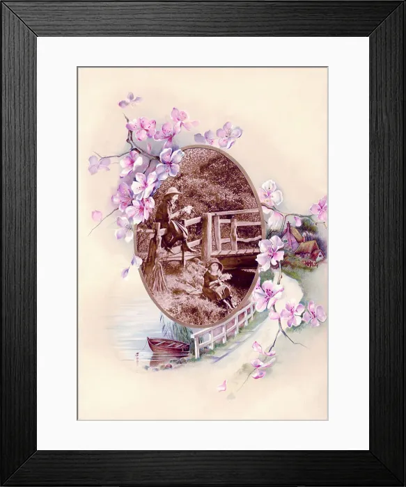 Framed Print : Victorian floral greetings card design, A6 size, No. 31 Framed Print : Victorian floral greetings card design, A6 size, No. 31