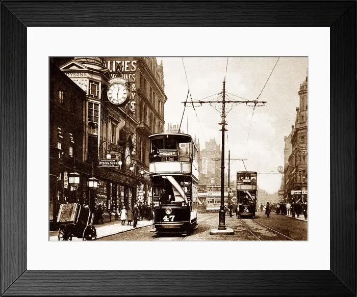Framed Print : Lower Briggate, Leeds early 1900s Framed Print : Lower Briggate, Leeds early 1900s