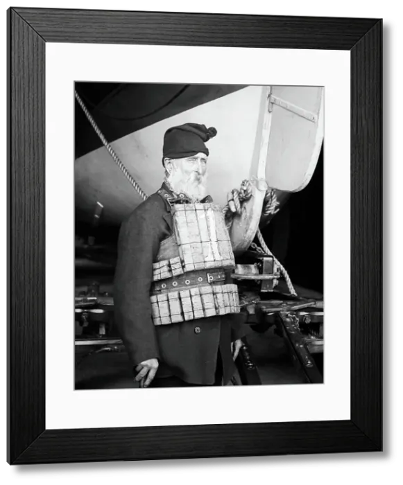 Framed Print : Lifeboatman with cork life jacket, Victorian period