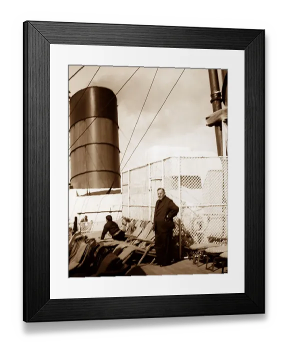 Framed Print : Sports Deck on the RMS Queen Mary, possibly 1920s Framed Print : Sports Deck on the RMS Queen Mary, possibly 1920s