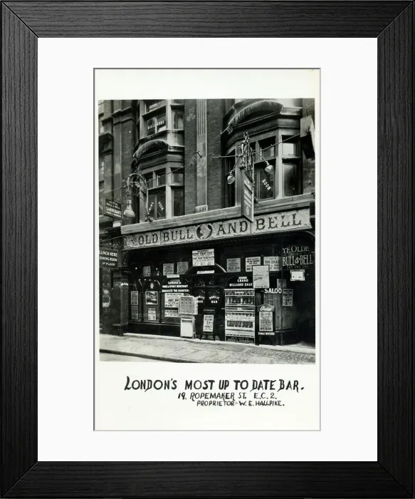 Framed Print : Ye Olde Bull and Bell Pub, Ropemaker Street, London Framed Print : Ye Olde Bull and Bell Pub, Ropemaker Street, London
