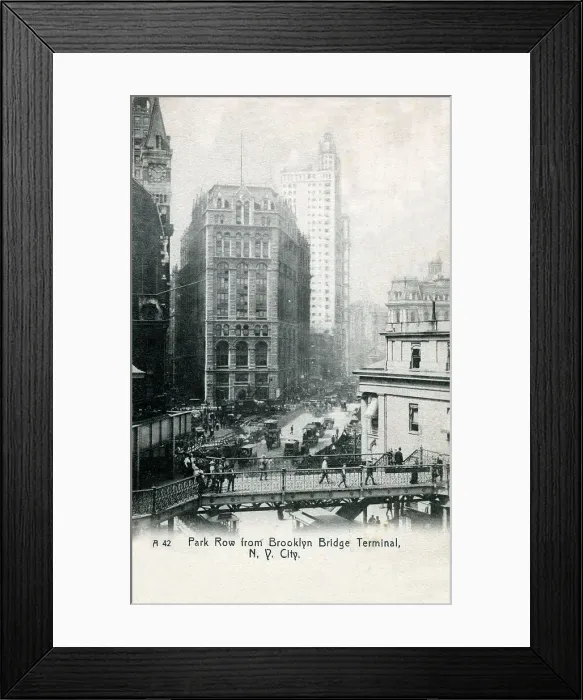 Framed Print : Park Row from Brooklyn Bridge Terminal, New York, USA Framed Print : Park Row from Brooklyn Bridge Terminal, New York, USA