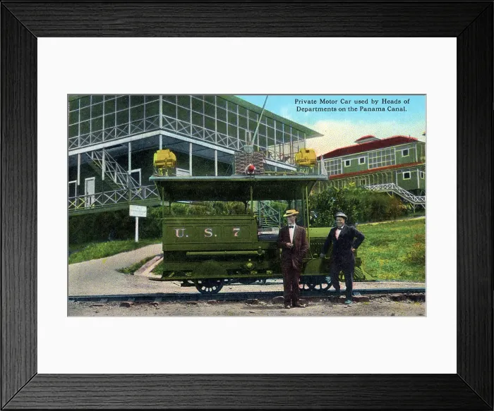 Framed Print : Private Electric Motor Car on tracks - Panama Canal Framed Print : Private Electric Motor Car on tracks - Panama Canal