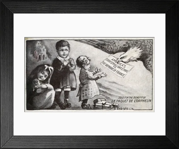 Framed Print : Postcard - Benefit of Le Paquet de L'Orphelin - WW1 Framed Print : Postcard - Benefit of Le Paquet de L'Orphelin - WW1