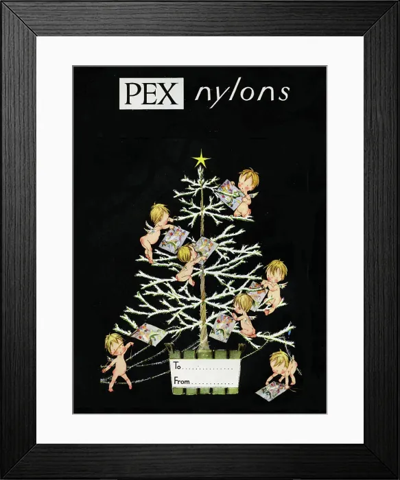 Framed Print : Cupids in a Christmas Tree - Pex Nylon Stockings Framed Print : Cupids in a Christmas Tree - Pex Nylon Stockings