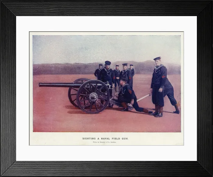 Framed Print : Sighting a Naval Field Gun Framed Print : Sighting a Naval Field Gun
