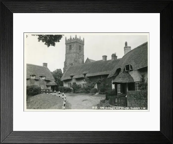 Framed Print : Old Cottages and Church, Godshill, Isle of Wight Framed Print : Old Cottages and Church, Godshill, Isle of Wight