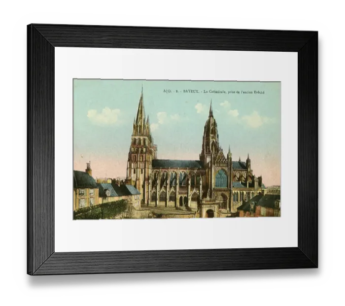 Framed Print : The Cathedral, Bayeux, France - French postcard c. 1905 Framed Print : The Cathedral, Bayeux, France - French postcard c. 1905