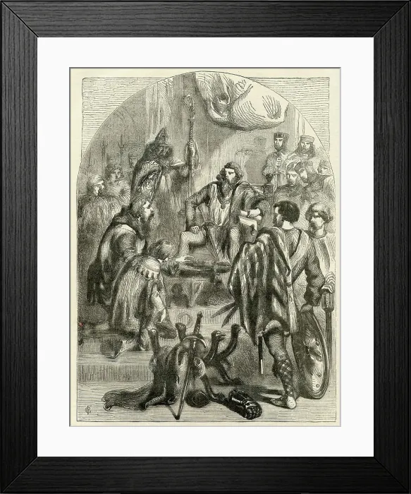 Framed Print : Baliol doing homage to King Edward I for Crown of Scotland Framed Print : Baliol doing homage to King Edward I for Crown of Scotland